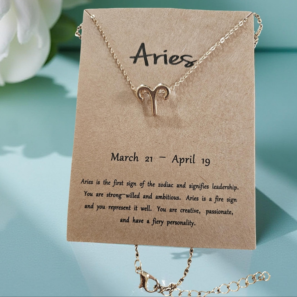 Aries Zodiac Necklace Gold-Tone